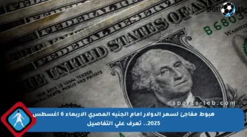 هبوط مفاجئ لسعر الدولار أمام الجنيه المصري الأربعاء 6 أغسطس 2025.. تعرف على التفاصيل